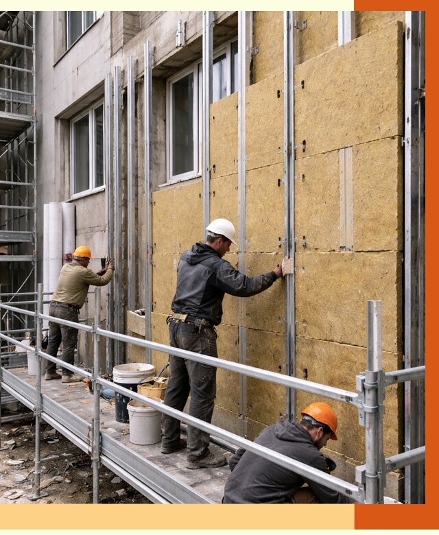 Утепление вентилируемого фасада в Королёве от 5822 руб/м2 — монтаж и утепление вентфасад | ТепломастерКор